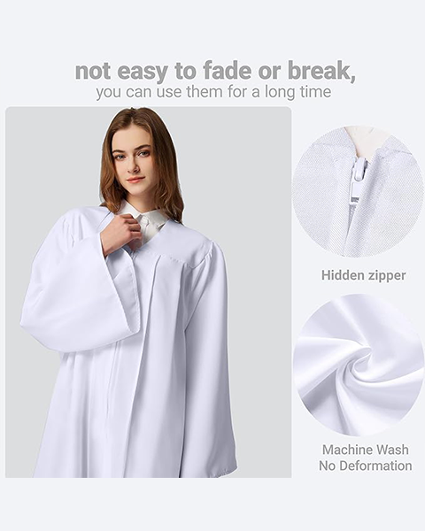 White Unisex Matte choir robes for church Baptism Officiant Confirmation Costume,Graduation Gown Pastor &judges robe