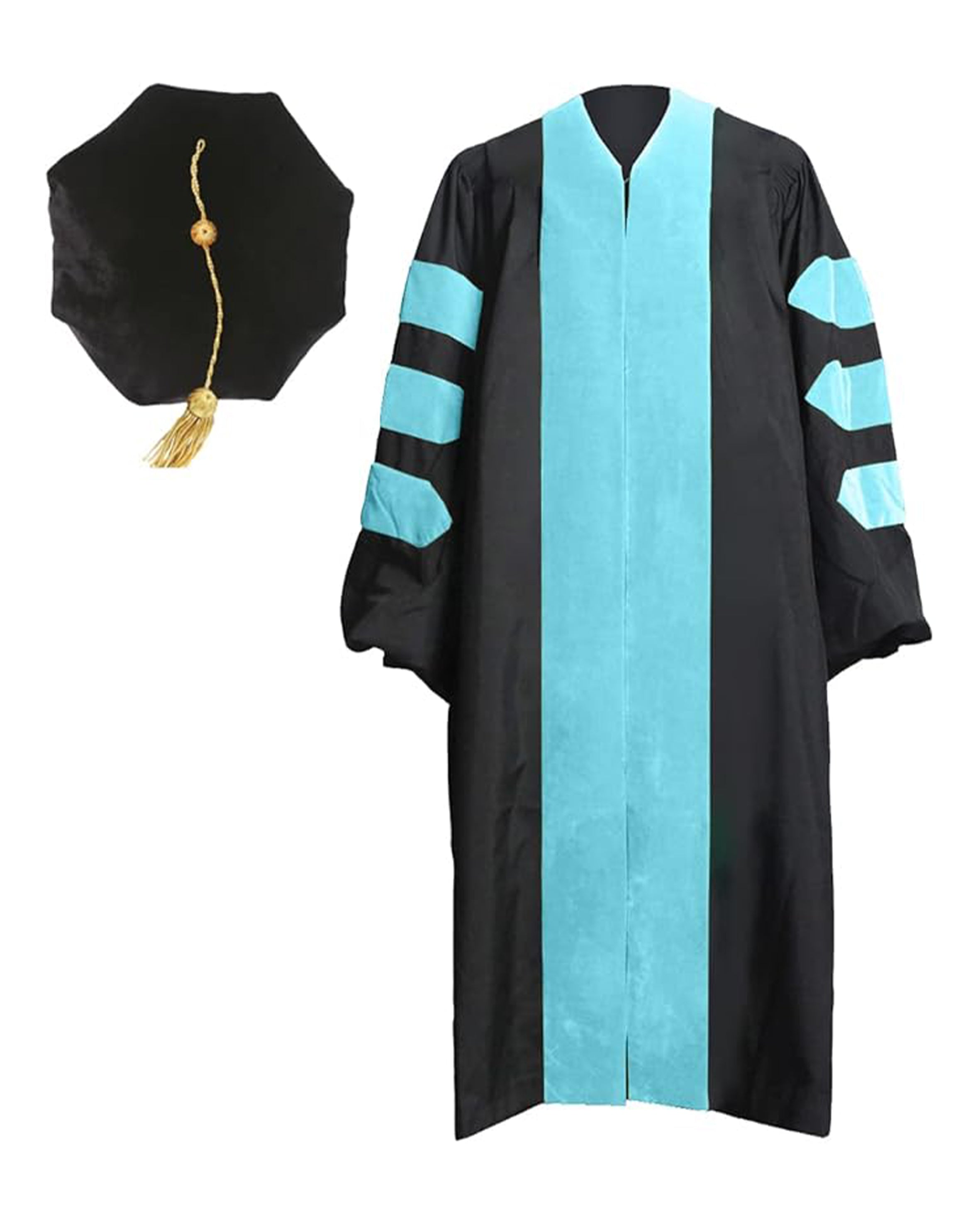 Deluxe Doctoral Graduation Gown with No Piping and Doctoral Tam Package ( Rich Color )