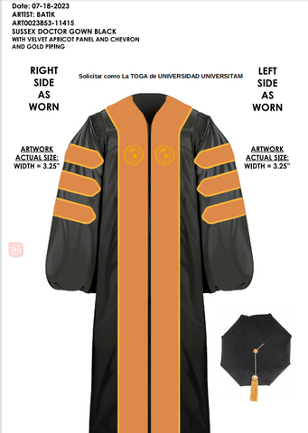 Customization Doctoral Graduation only Gown (Products Will Be Customized as Requested)1