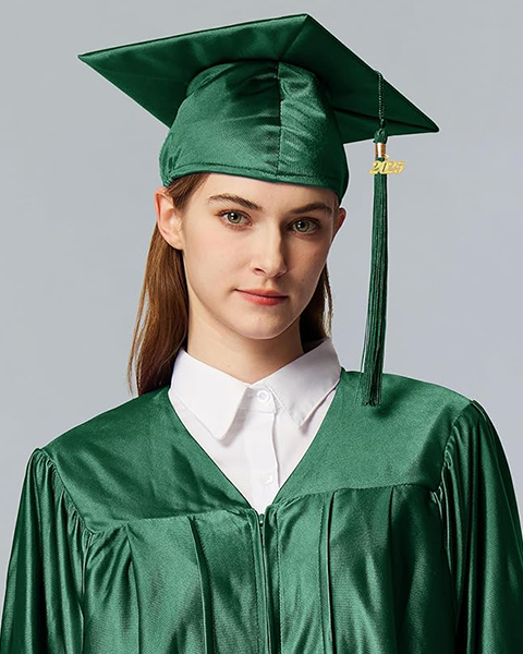 MyGradDay Unisex Adult Shiny Graduation Cap with 2024+2025 Tassel Year Charm