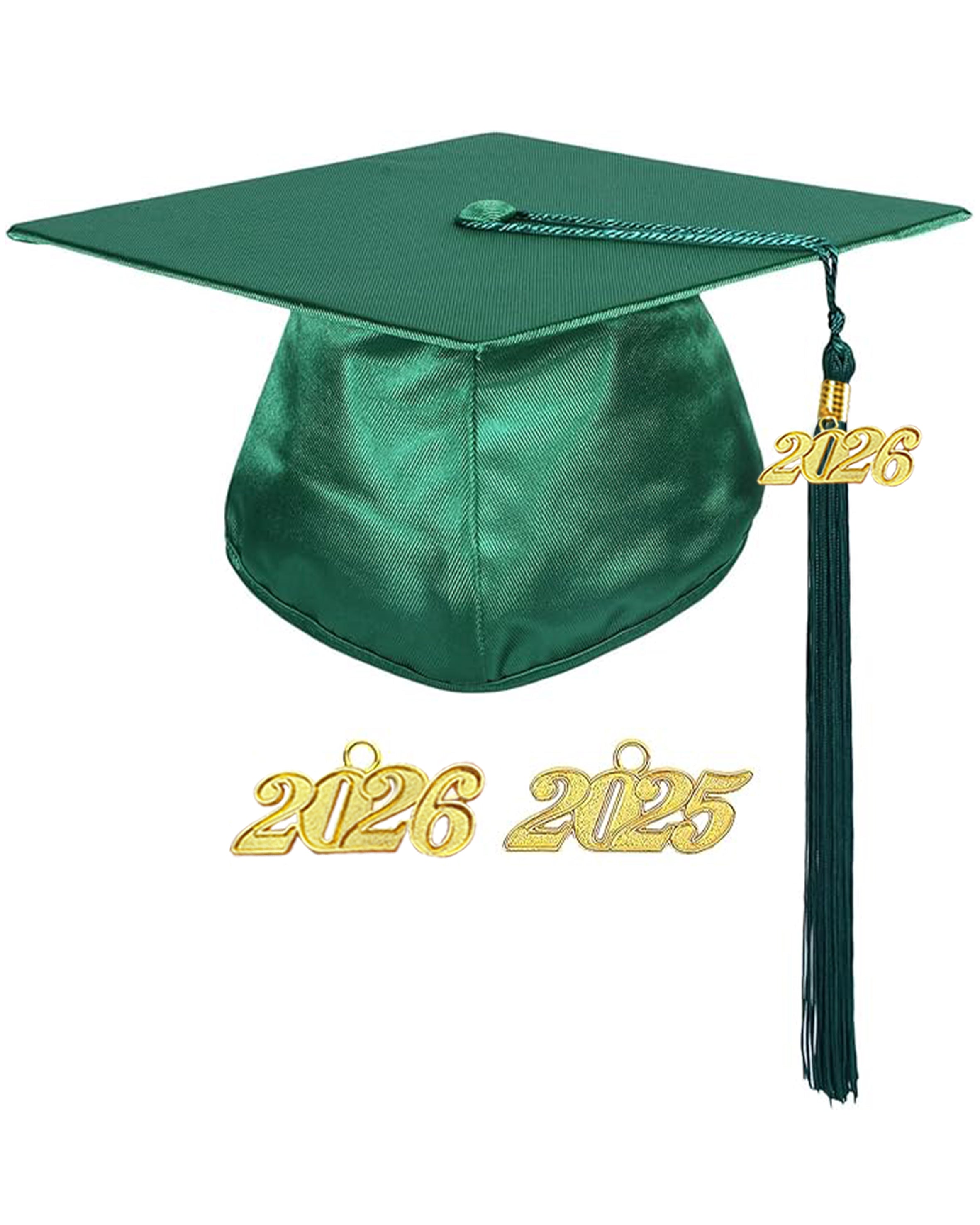 MyGradDay Unisex Adult Shiny Graduation Cap with Tassel 2026 Year Charm