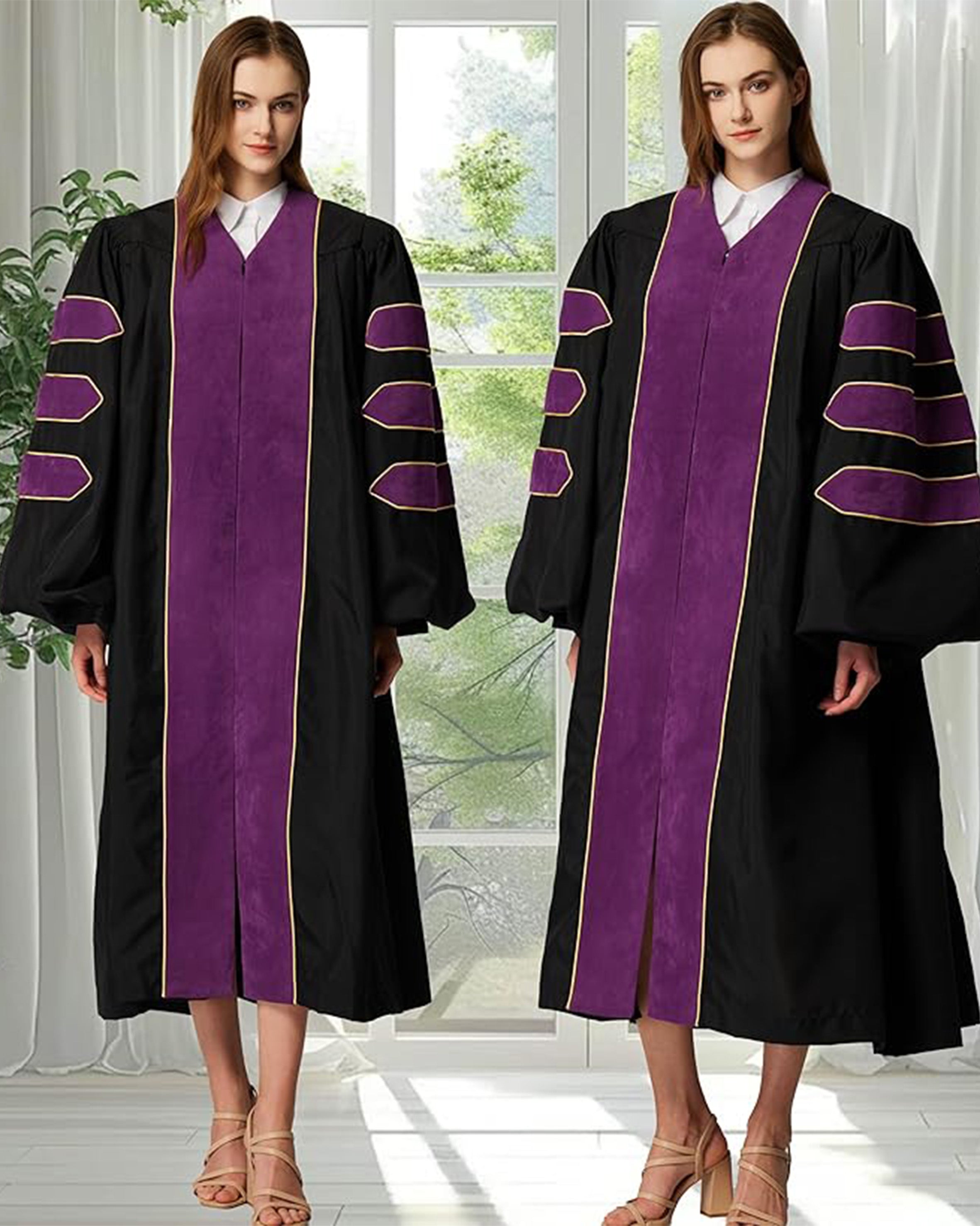 Deluxe Doctoral Graduation Gown|Graduation Regalia|PHD Gown with Gold Piping