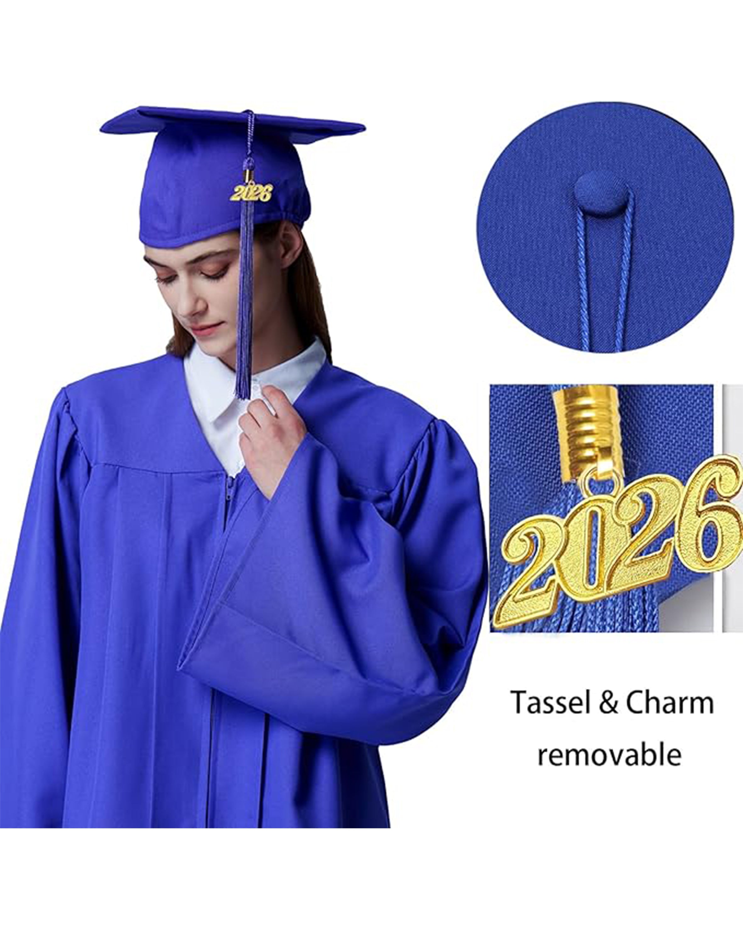 MyGradDay Unisex Adult Matte Graduation Cap with Tassel 2026 Year Charm
