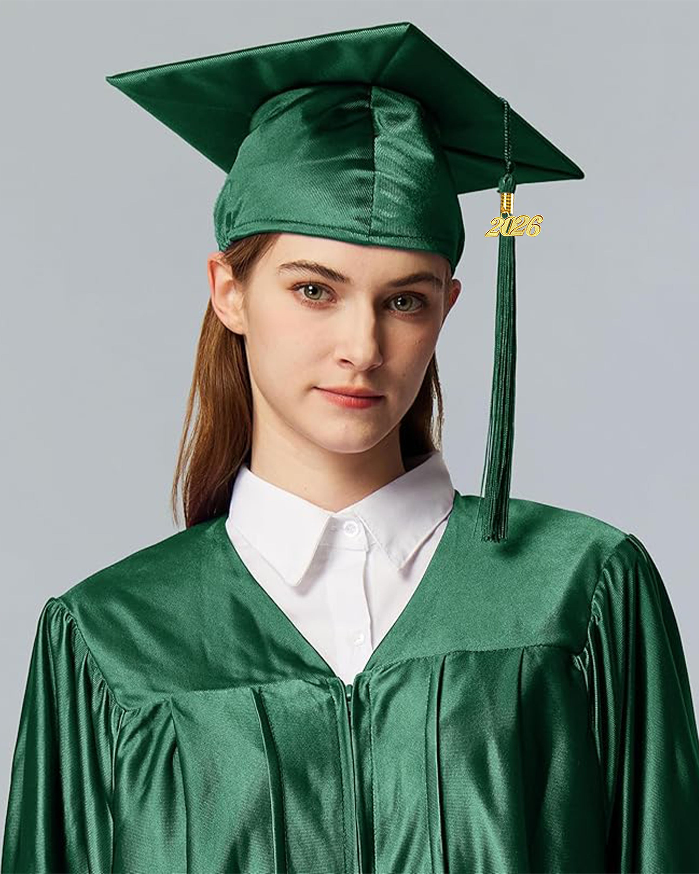 MyGradDay Unisex Adult Shiny Graduation Cap with Tassel 2026 Year Charm