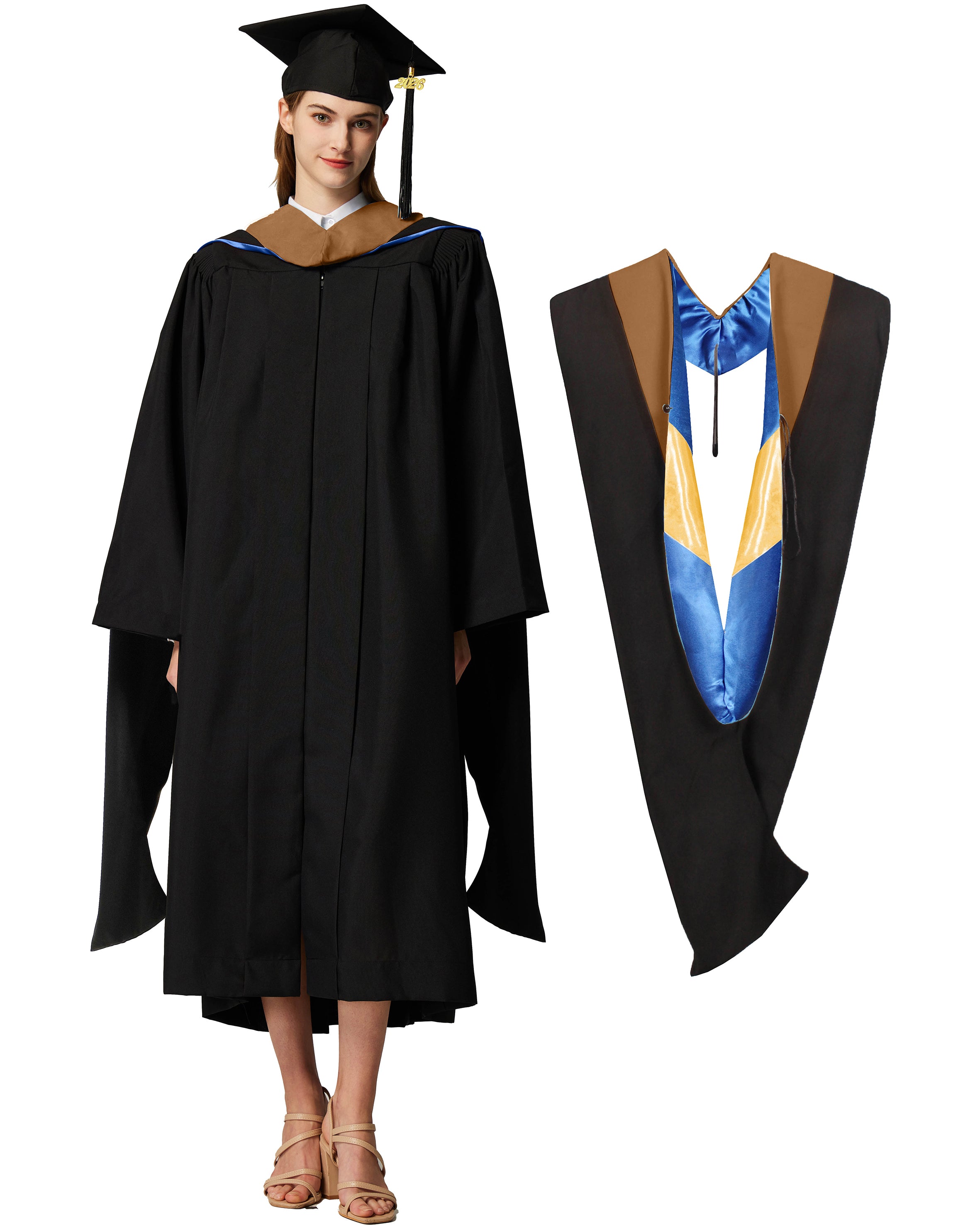 MyGradDay Unisex Master Graduation Gown Cap and Hood Master Regalia with 2026 Tassel