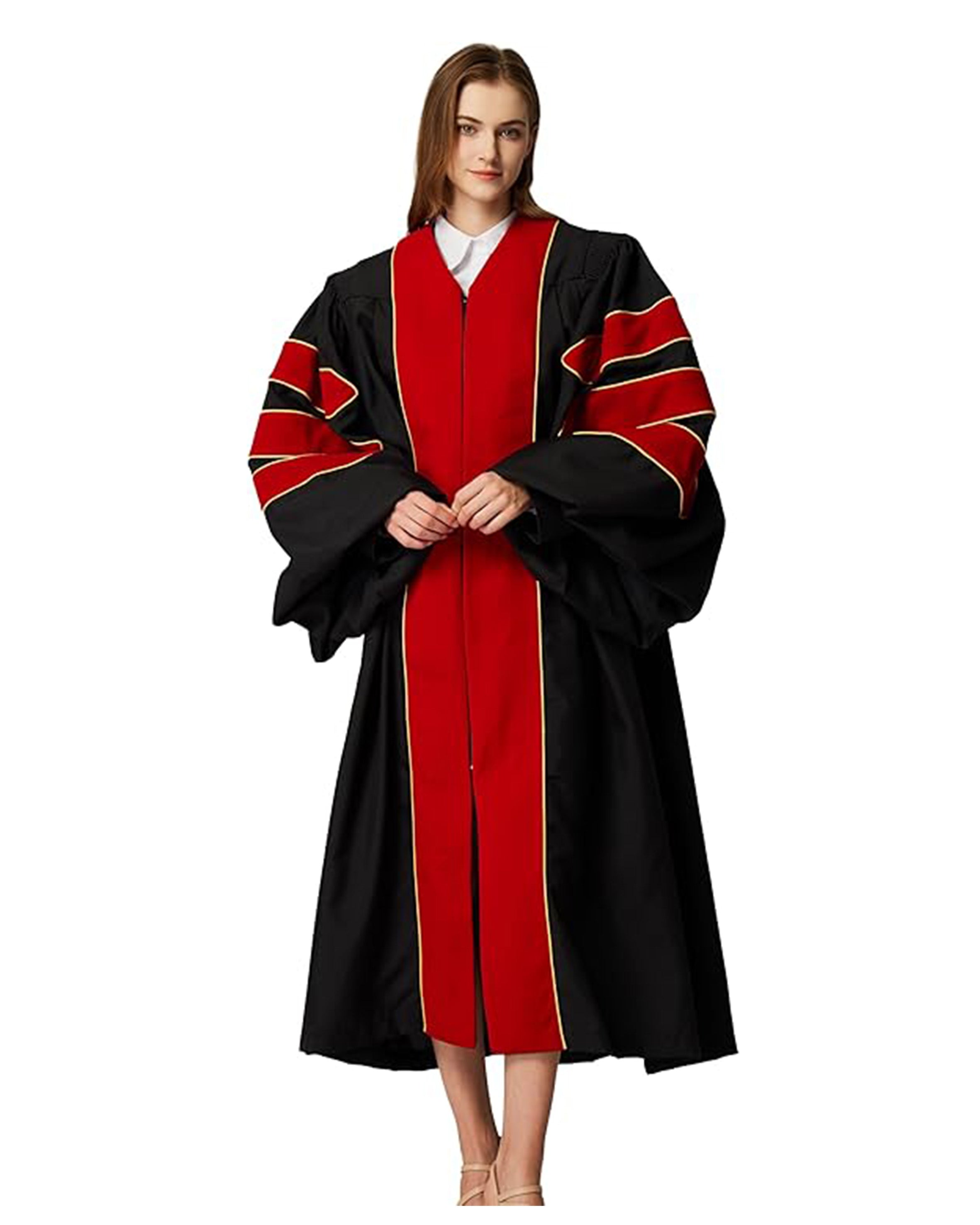 Deluxe Doctoral Graduation Gown|Graduation Regalia|PHD Gown with Gold Piping