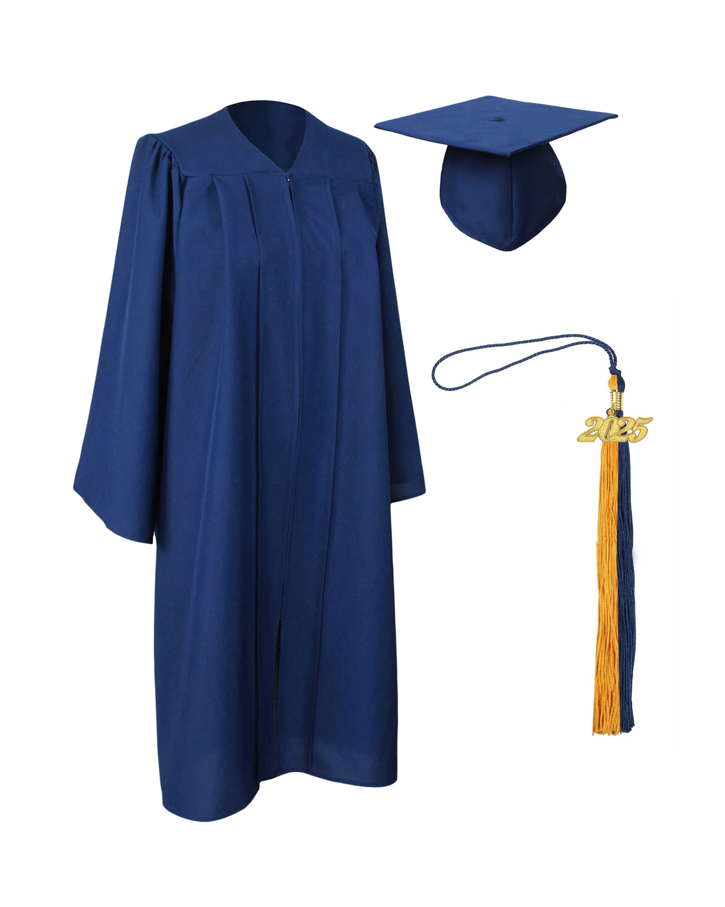 MyGradDay Unisex  Matte Graduation Cap & Gown with Tassel 2025 Year Charm Rich Color（FREE SHIPPING）