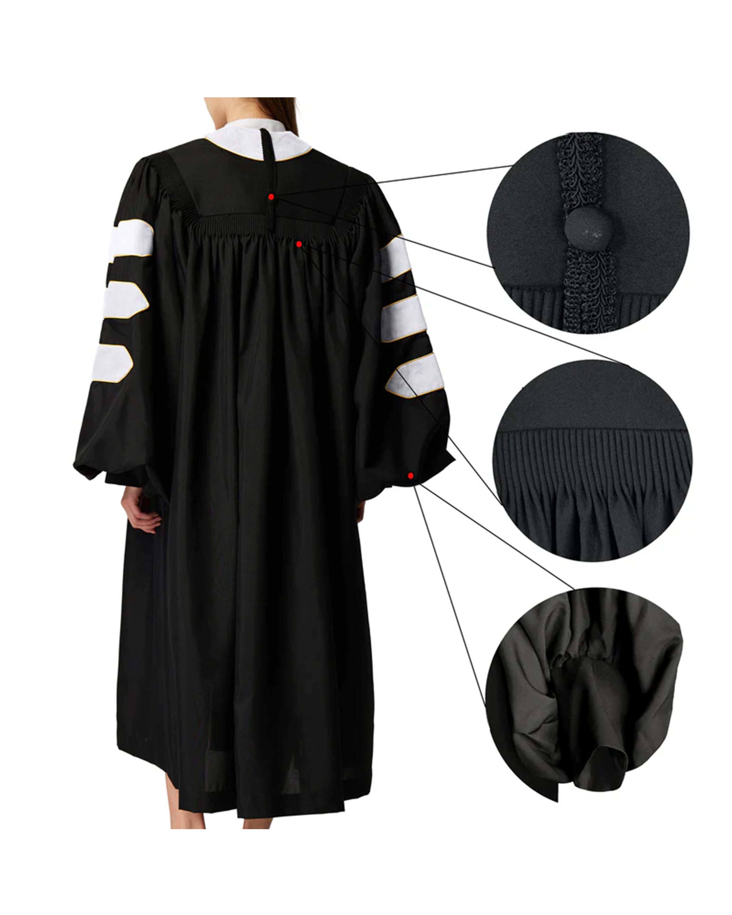 MyGradDay Unisex Deluxe Doctor of Divinity Clergy Robes  Doctorate pulpit robes with Gold Piping Available for Customization