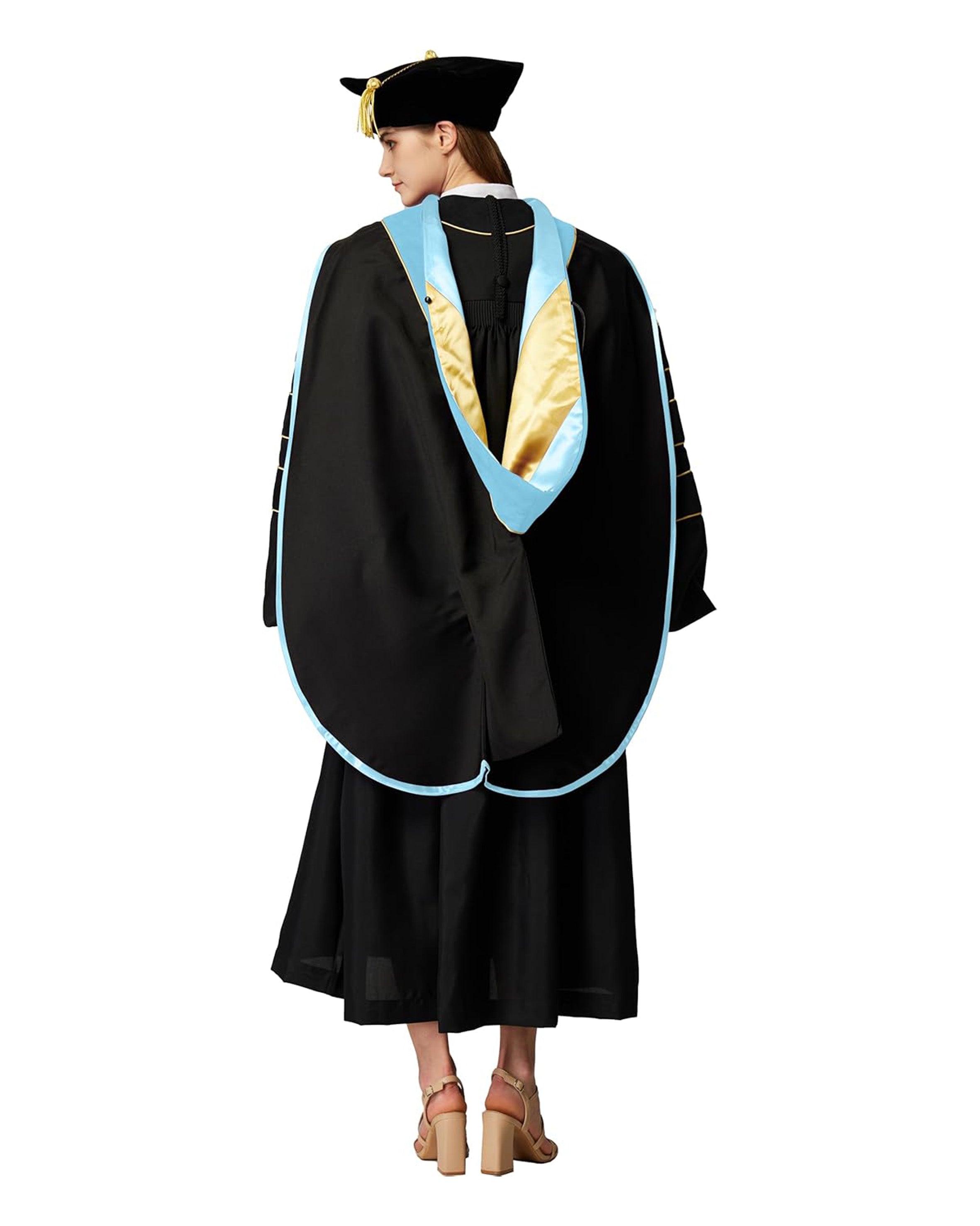 Deluxe Doctoral Graduation Hood with Gold Piping