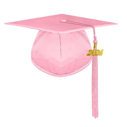 Unisex Shiny Graduation Cap with Graduation Tassel Charm 2024/2023 （Pink）