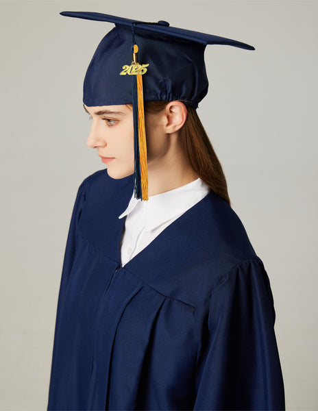 MyGradDay Unisex  Matte Graduation Cap & Gown with Tassel 2025 Year Charm Rich Color（FREE SHIPPING）