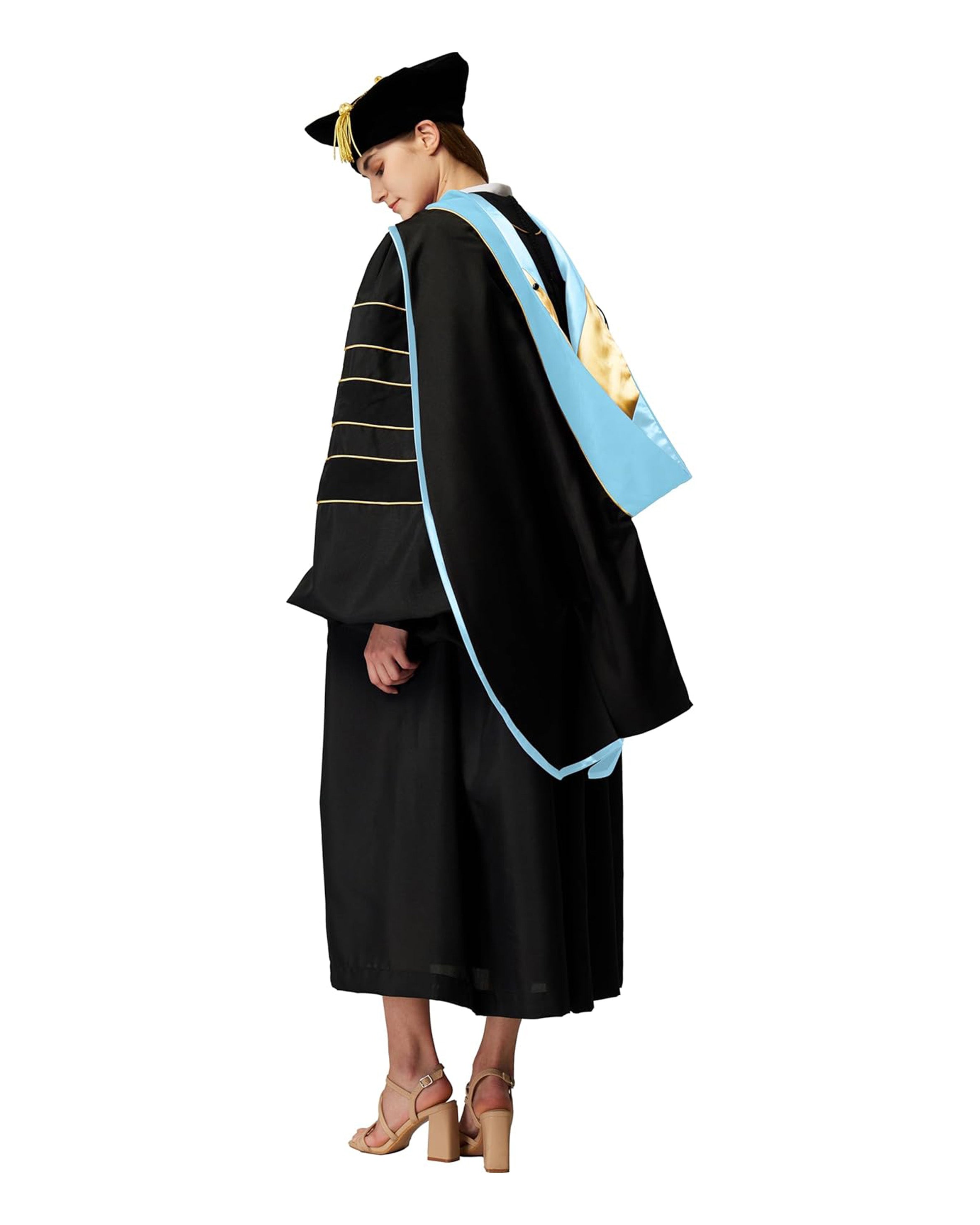 Deluxe Doctoral Graduation Hood with Gold Piping