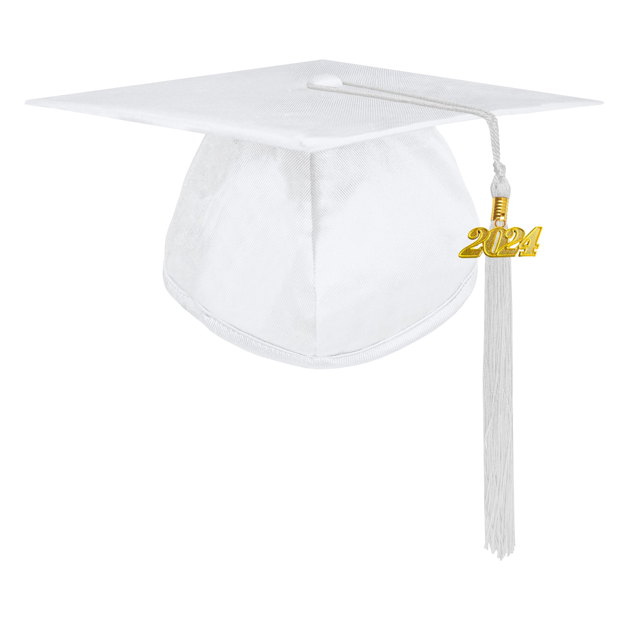 Unisex Adult Shiny Graduation Cap with Graduation Tassel Charm 2024（White）