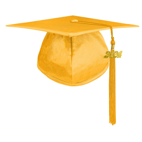 Unisex Shiny Graduation Cap with Graduation Tassel Charm 2024/2023 （Gold）