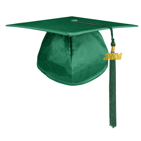 Unisex Shiny Graduation Cap with Graduation Tassel Charm 2024/2023 （Forest Green）