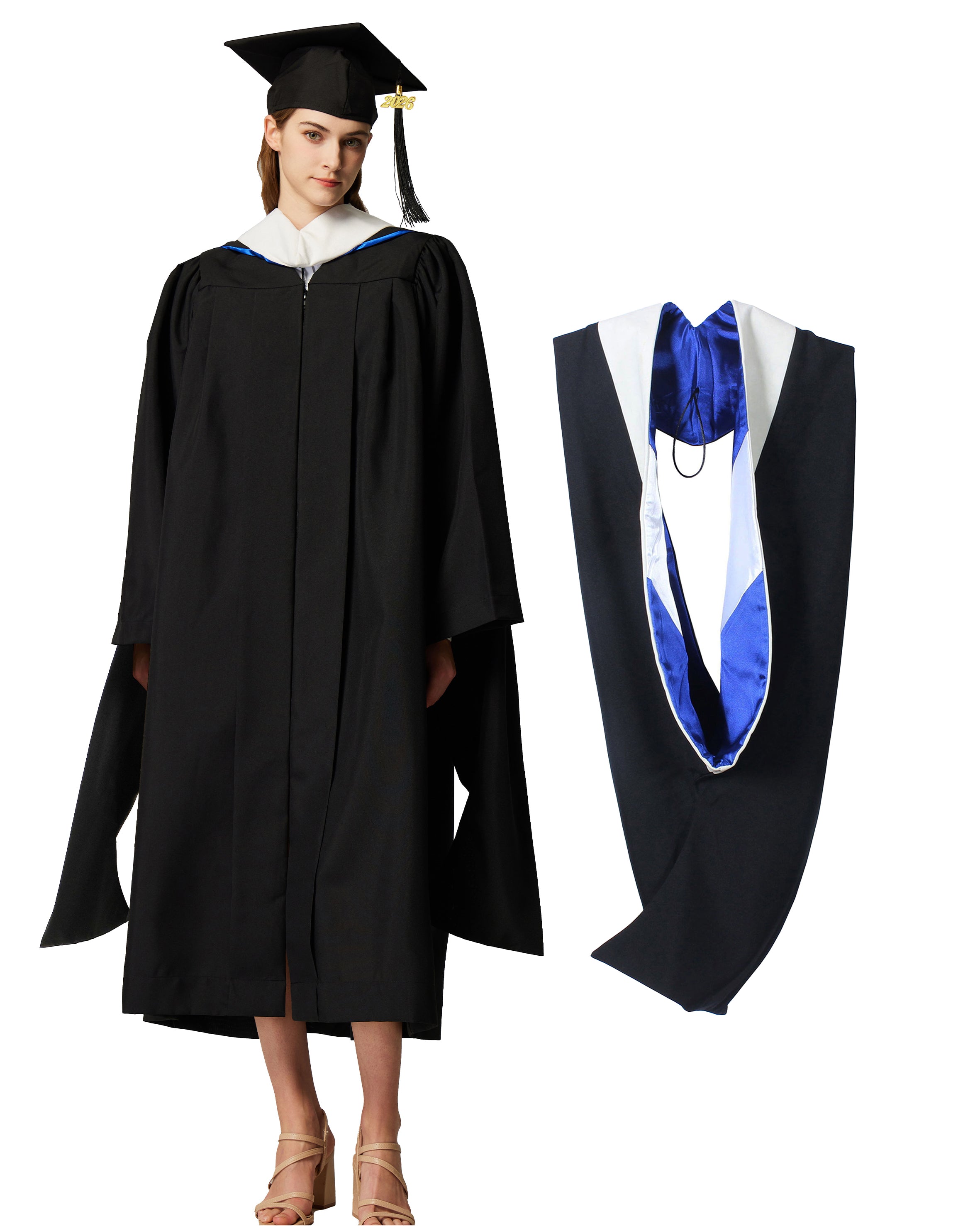 MyGradDay Unisex Master Graduation Gown Cap and Hood Master Regalia with 2026 Tassel