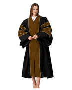 Deluxe Doctoral Graduation Gown|Graduation Regalia|PHD Gown with Gold Piping