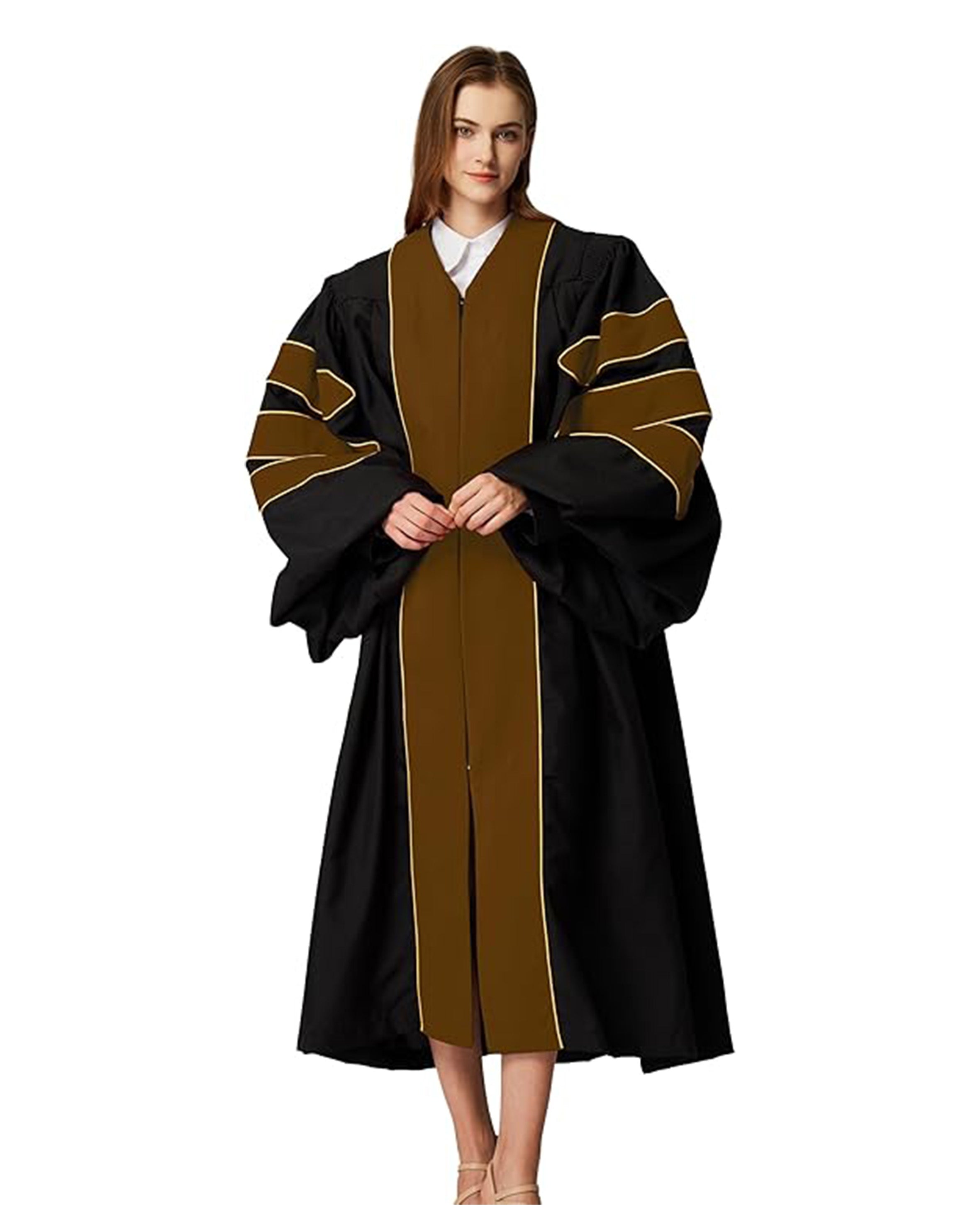 Deluxe Doctoral Graduation Gown|Graduation Regalia|PHD Gown with Gold Piping