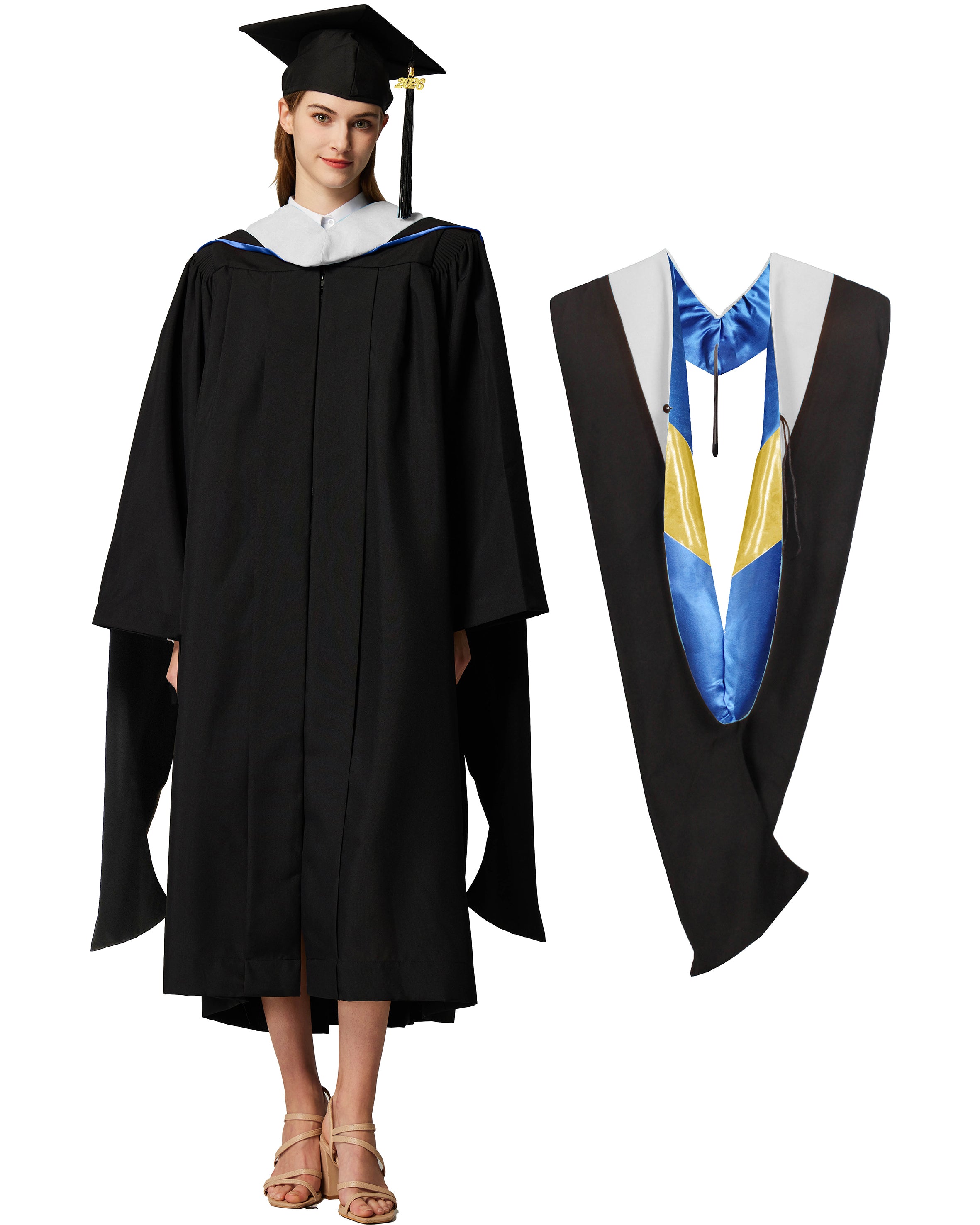 MyGradDay Unisex Master Graduation Gown Cap and Hood Master Regalia with 2026 Tassel