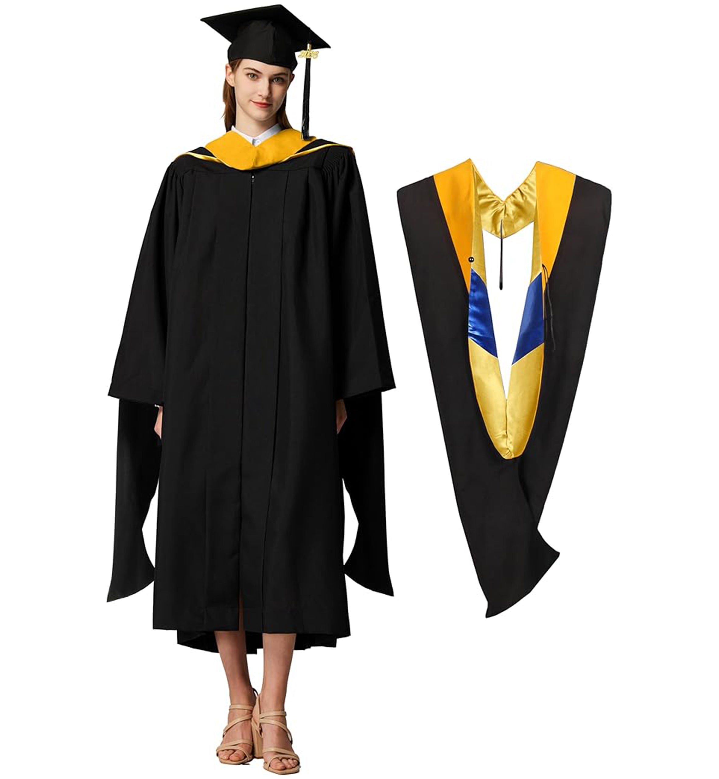 MyGradDay Unisex Master Graduation Gown Cap and Hood Master Regalia with 2026 Tassel