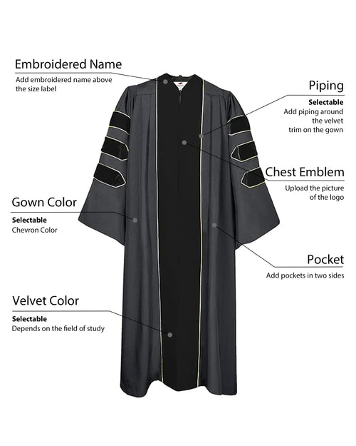 Customized Deluxe Doctoral Graduation Gown  ( Products Will Be Customized as Requested )