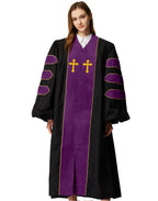 MyGradDay Unisex Deluxe Doctor of Divinity Clergy Robes  Doctorate pulpit robes with Gold Piping Available for Customization