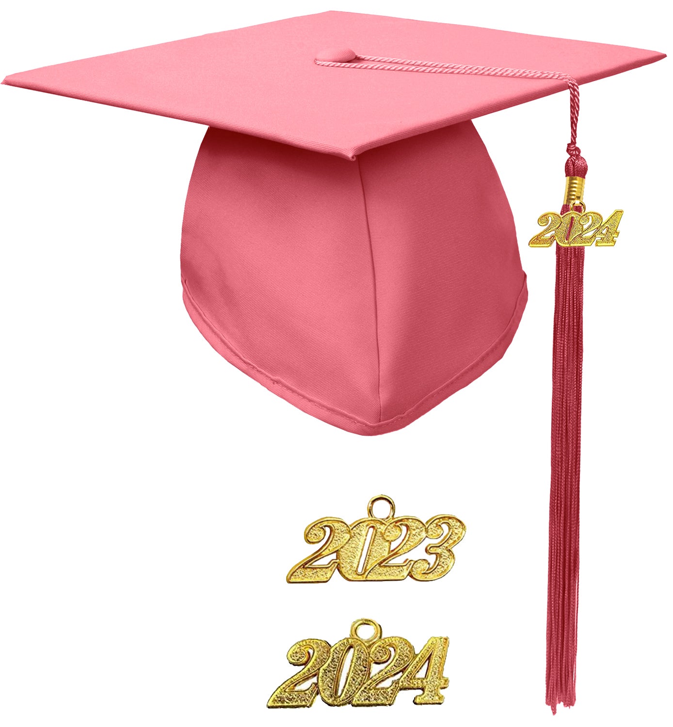Unisex Adult Matte Graduation Cap with Graduation Tassel Charm 2024（Pink）