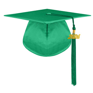 Unisex Adult Shiny Graduation Cap with Graduation Tassel Charm 2024 (Emerad Green)