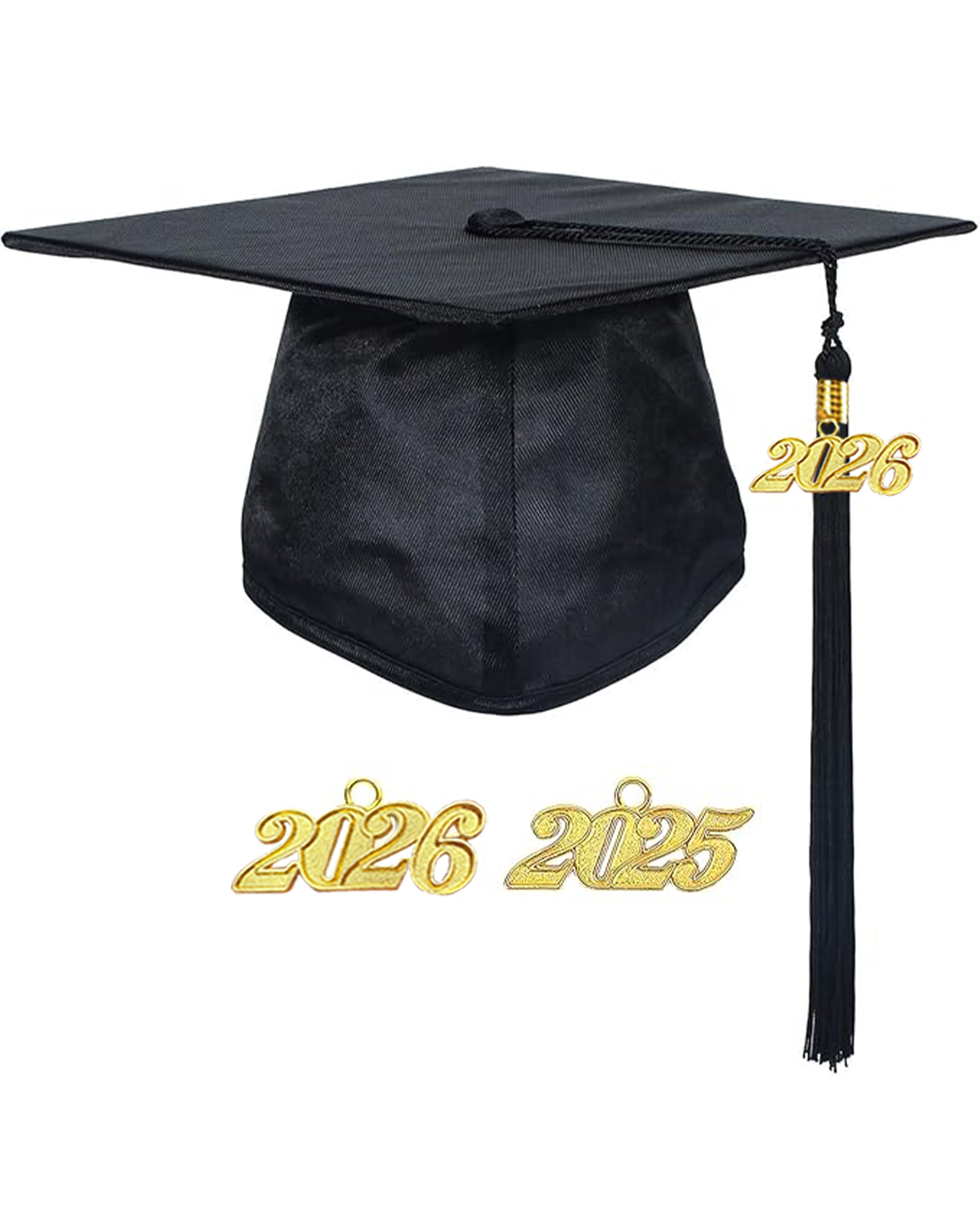 MyGradDay Unisex Adult Shiny Graduation Cap with Tassel 2026 Year Charm