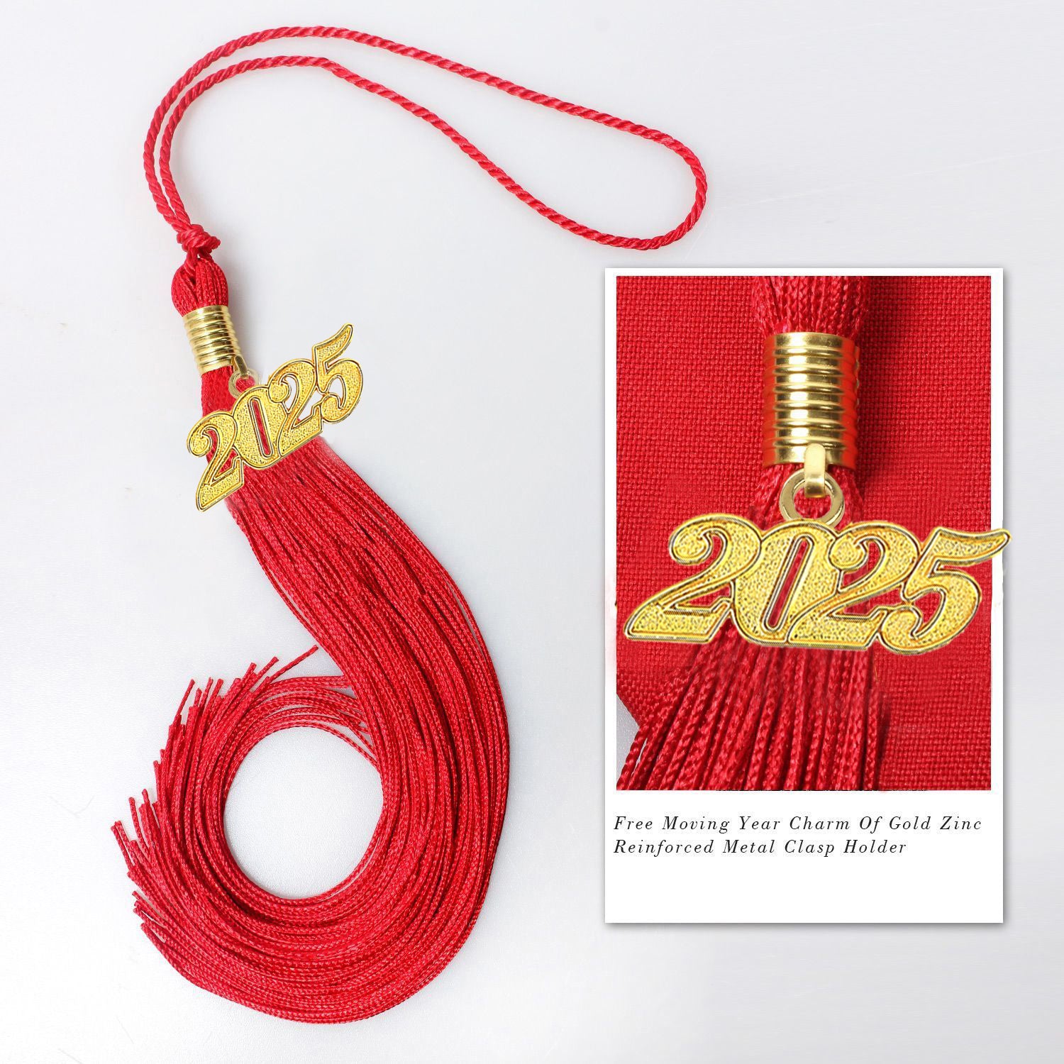 Graduation Tassel with Year Charm 2024/2025 For Cap and Gown Rich Color