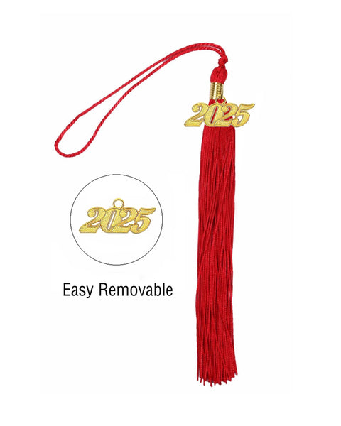 Graduation Tassel with Year Charm 2024/2025 For Cap and Gown Rich Color