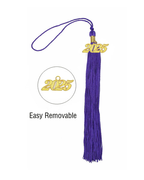 Graduation Tassel with Year Charm 2024/2025 For Cap and Gown Rich Color