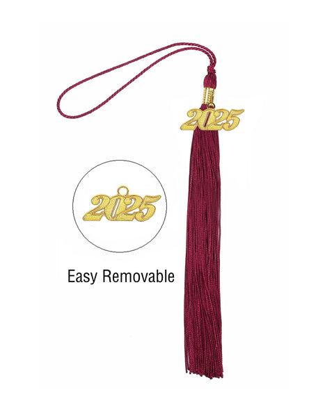 Graduation Tassel with Year Charm 2024/2025 For Cap and Gown Rich Color