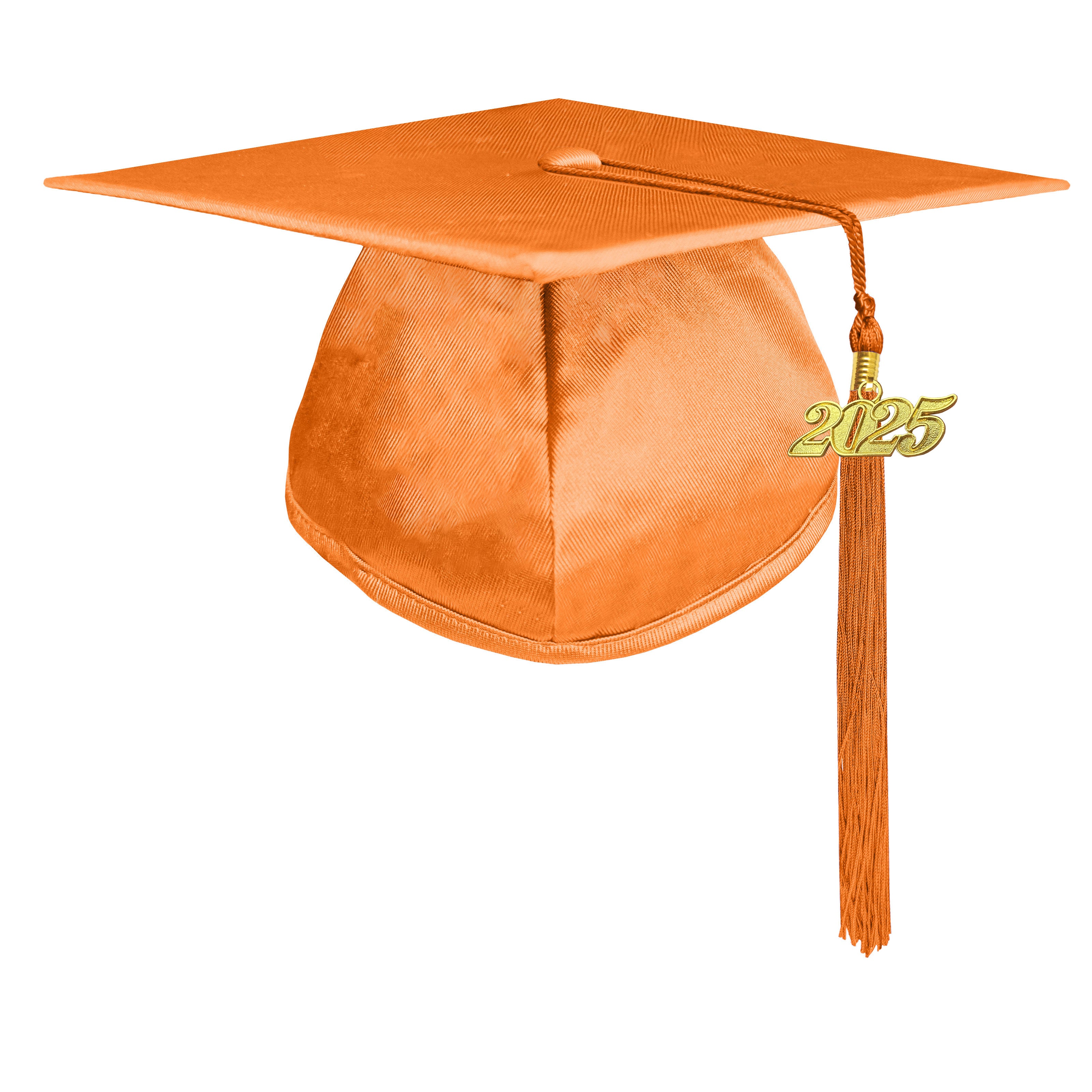 Unisex  Shiny Graduation Cap & Gown with Tassel 2025 Year Charm Rich Color