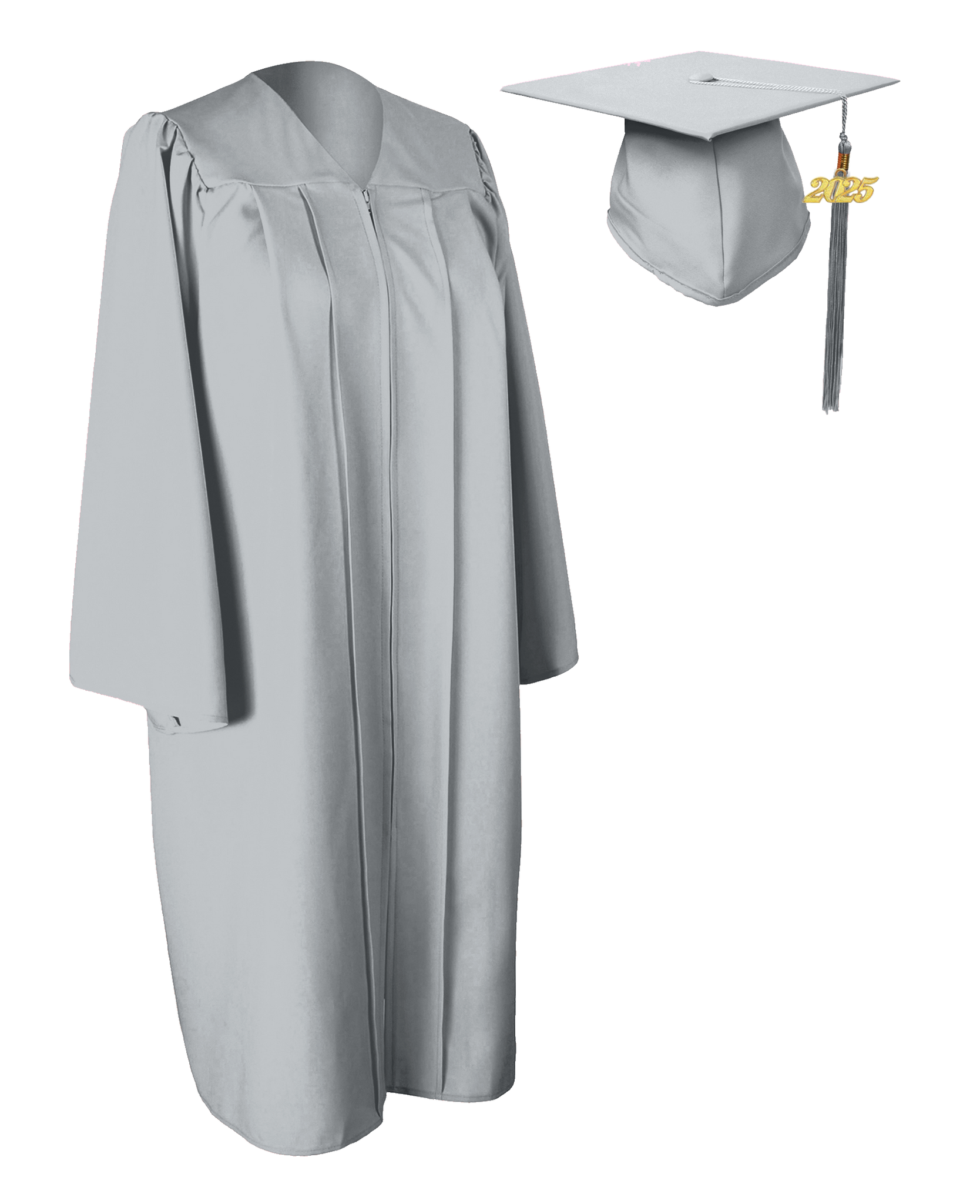 GraduationService Unisex  Matte Graduation Cap & Gown with Tassel 2025 Year Charm  Gray 42"(4'9"-4'11")