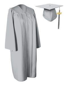 GraduationService Unisex  Matte Graduation Cap & Gown with Tassel 2025 Year Charm  Gray 42"(4'9"-4'11")