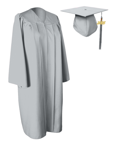 GraduationService Unisex  Matte Graduation Cap & Gown with Tassel 2025 Year Charm  Gray 42"(4'9"-4'11")