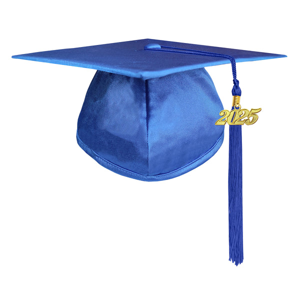 Unisex  Shiny Graduation Cap & Gown with Tassel 2025 Year Charm Rich Color