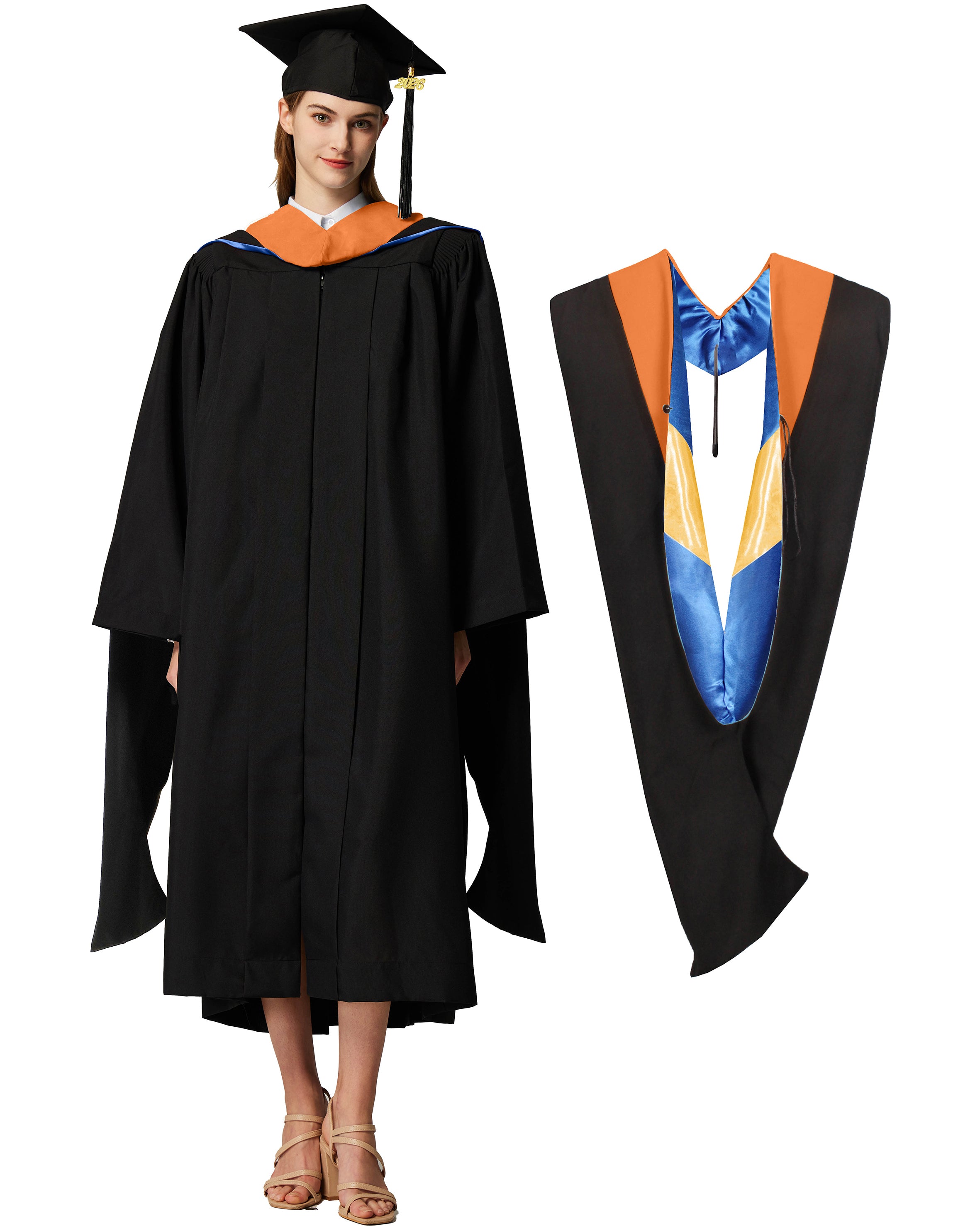 MyGradDay Unisex Master Graduation Gown Cap and Hood Master Regalia with 2026 Tassel