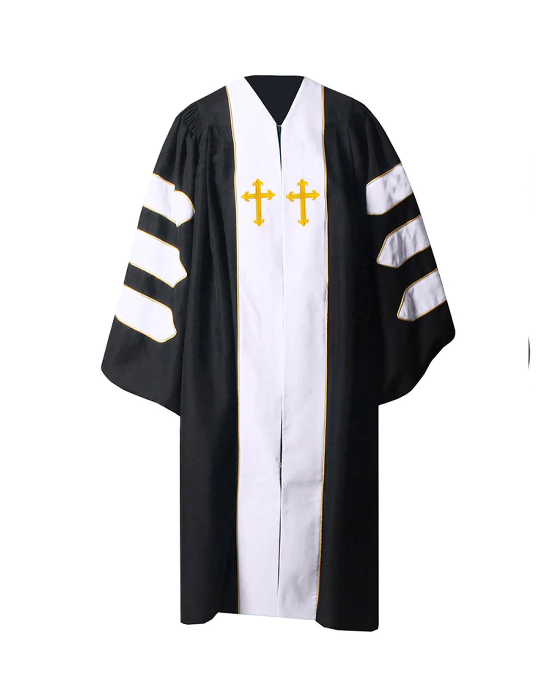 MyGradDay Unisex Deluxe Doctor of Divinity Clergy Robes  Doctorate pulpit robes with Gold Piping Available for Customization