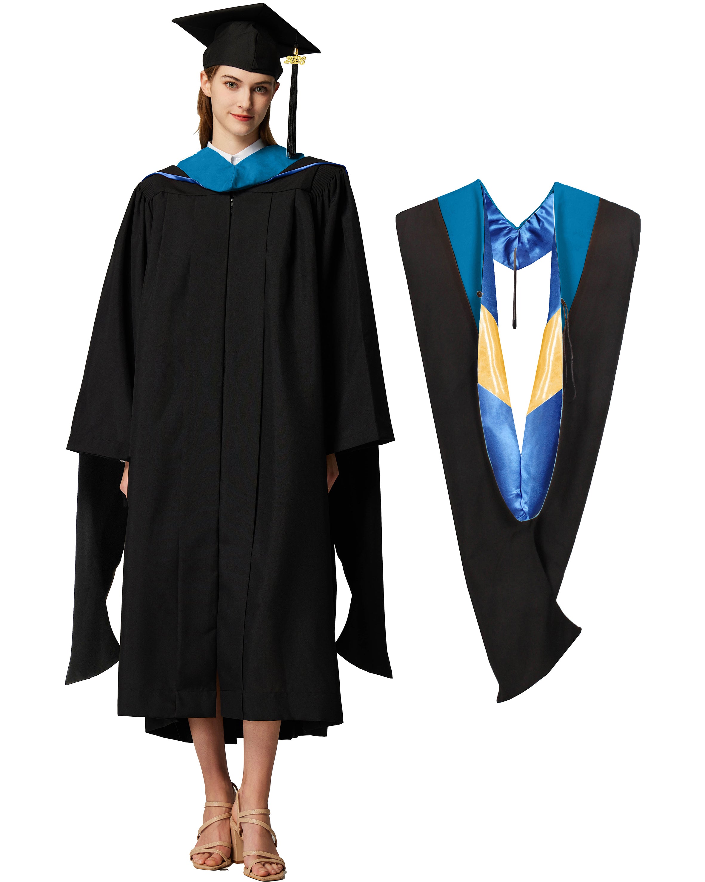 MyGradDay Unisex Master Graduation Gown Cap and Hood Master Regalia with 2026 Tassel