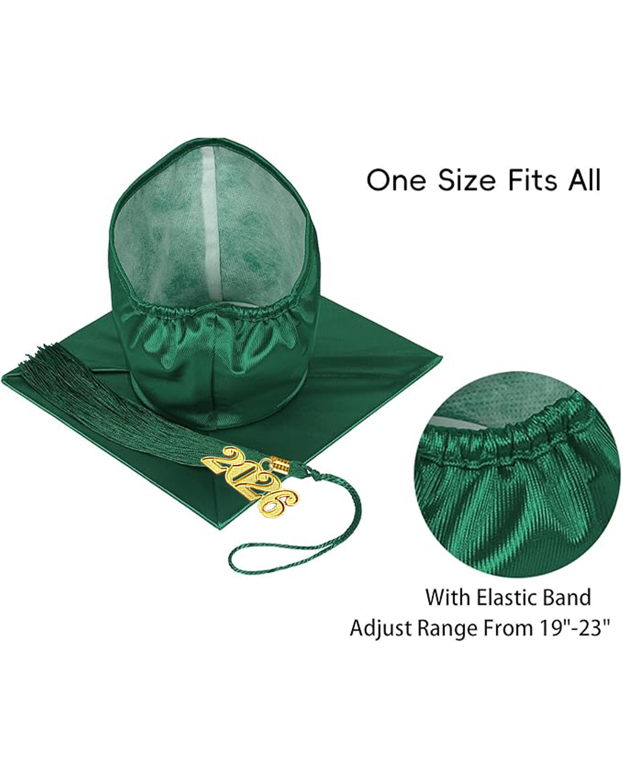 MyGradDay Unisex Adult Shiny Graduation Cap with Tassel 2026 Year Charm