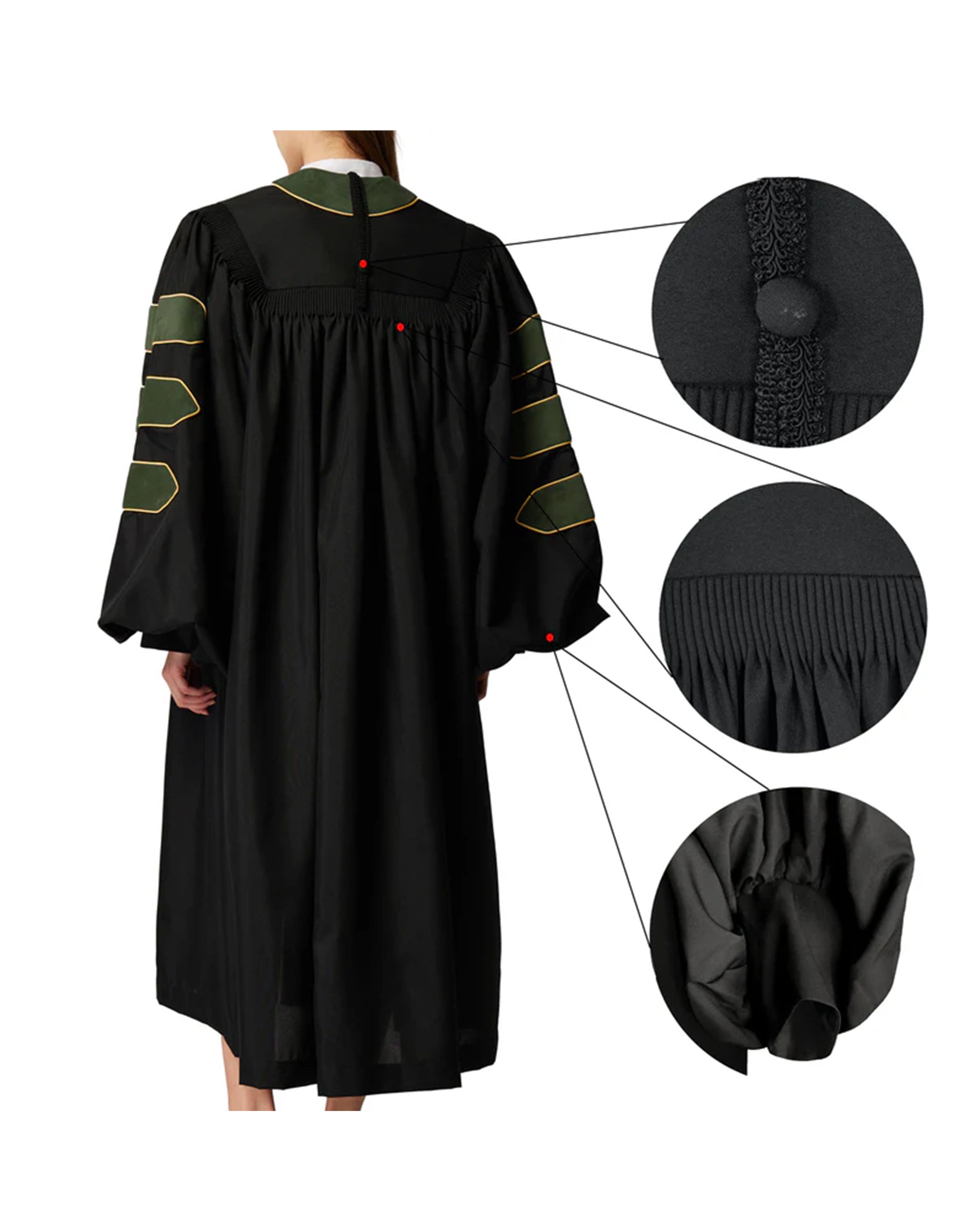 MyGradDay Unisex Deluxe Doctor of Divinity Clergy Robes  Doctorate pulpit robes with Gold Piping Available for Customization