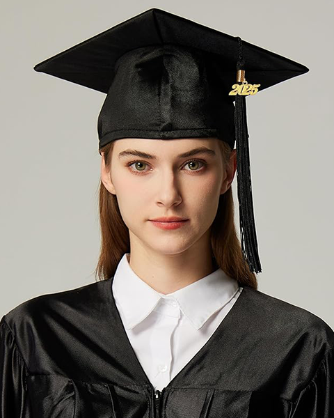 MyGradDay Unisex Adult Shiny Graduation Cap with 2024+2025 Tassel Year Charm