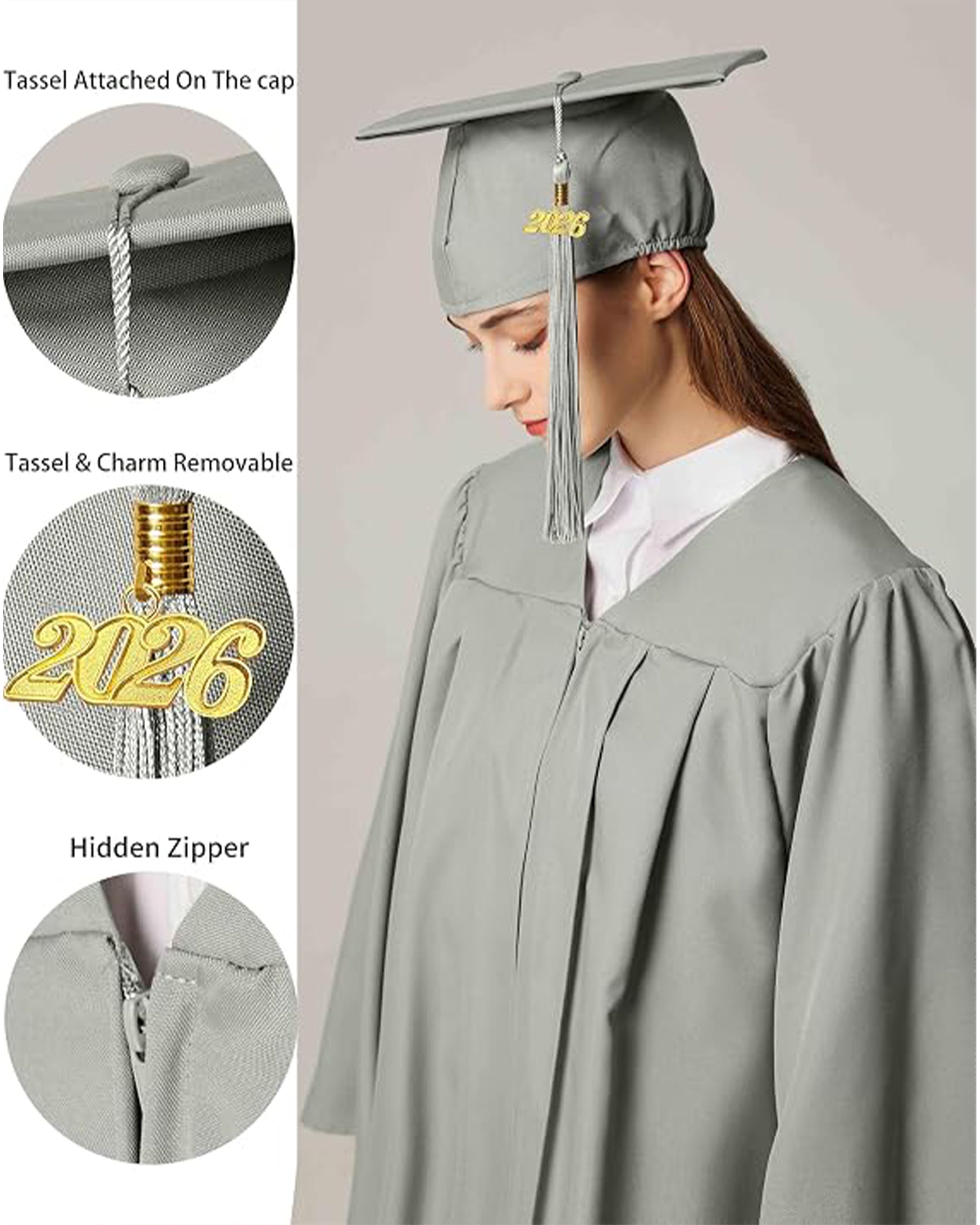 MyGradDay Unisex Matte Graduation Cap and Gown 2026 Set with Tassel Honor Cord Graduation Stoles