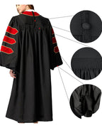 Deluxe Doctoral Graduation Gown|Graduation Regalia|PHD Gown with Gold Piping