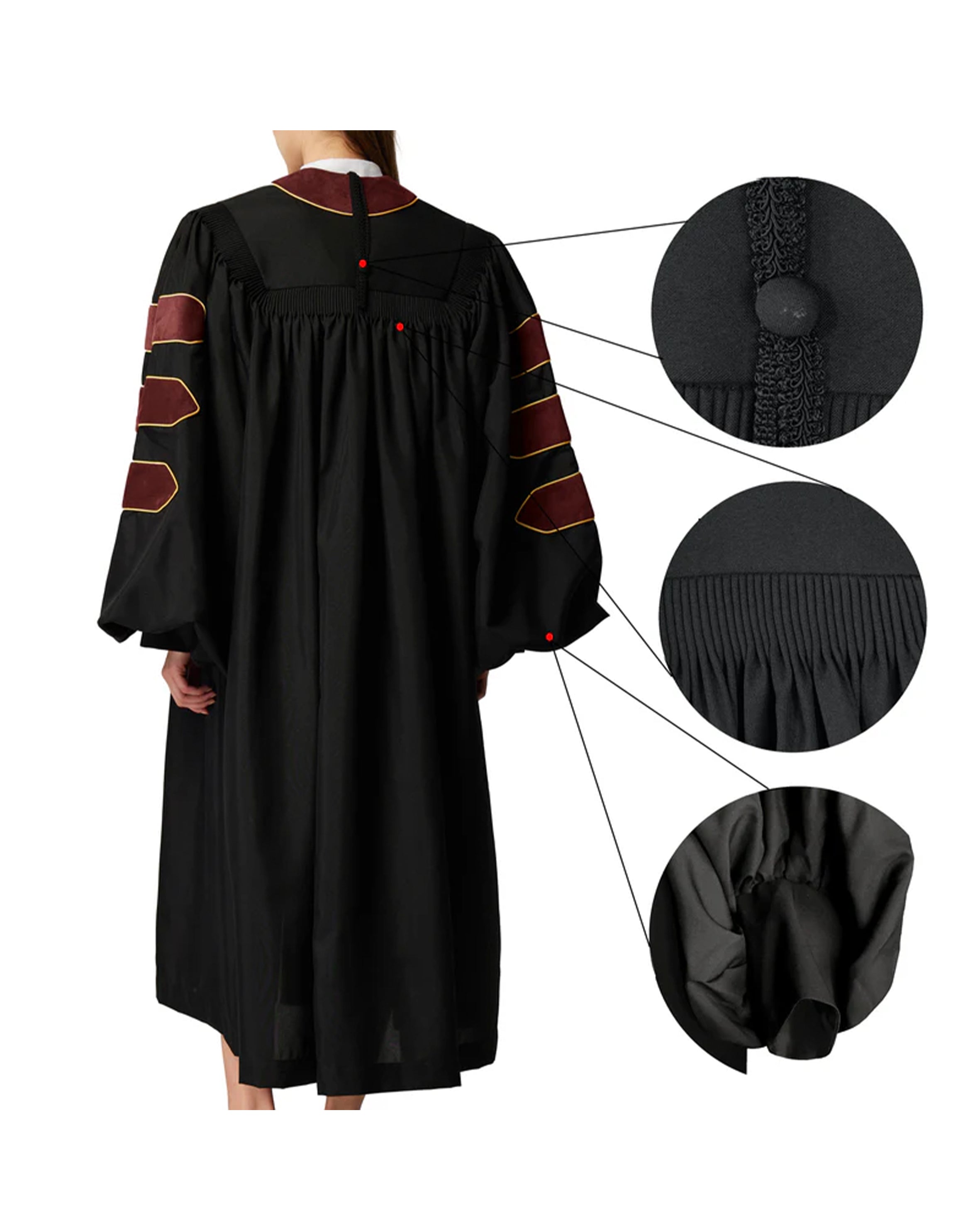MyGradDay Unisex Deluxe Doctor of Divinity Clergy Robes  Doctorate pulpit robes with Gold Piping Available for Customization