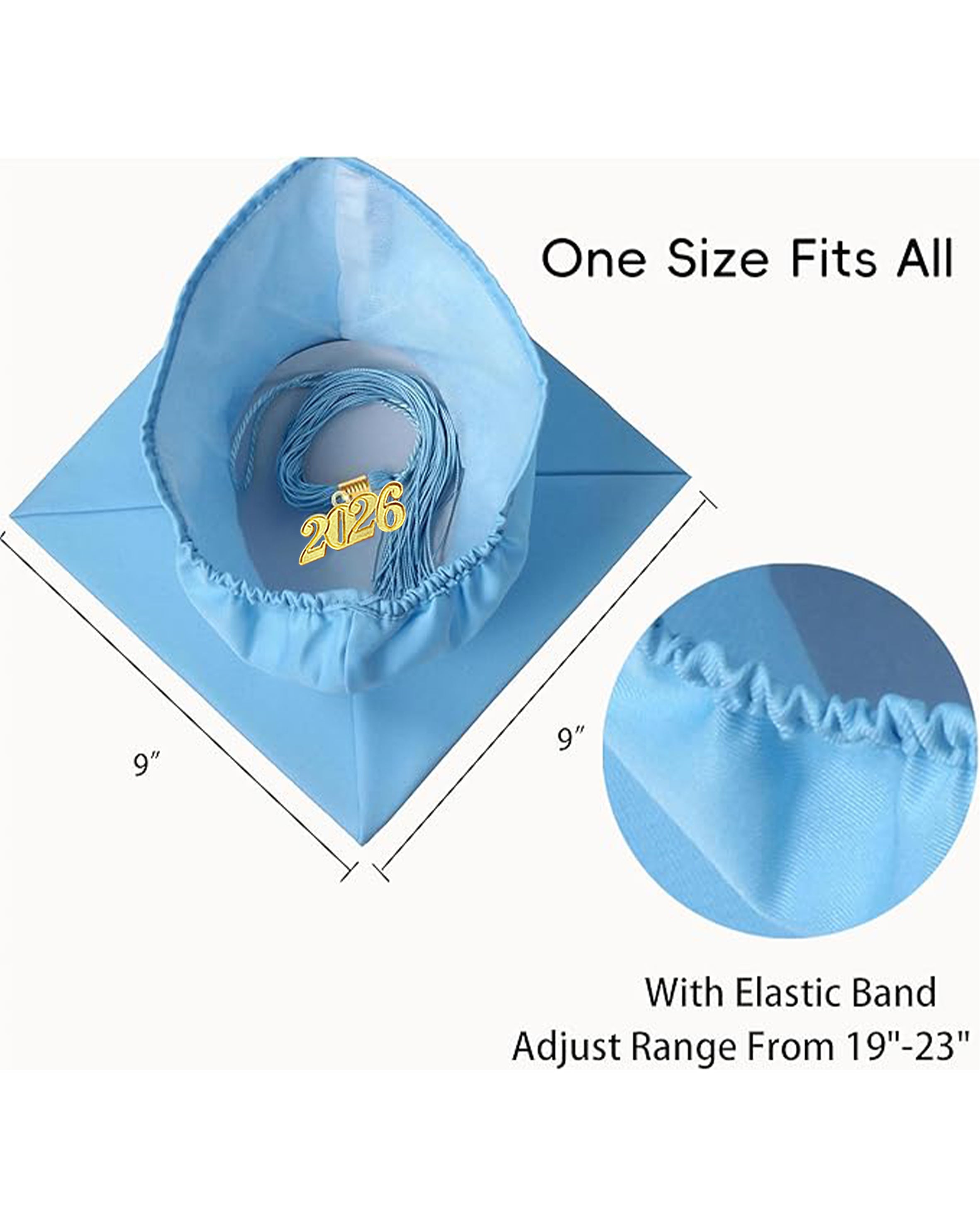 MyGradDay Unisex Adult Matte Graduation Cap with Tassel 2026 Year Charm