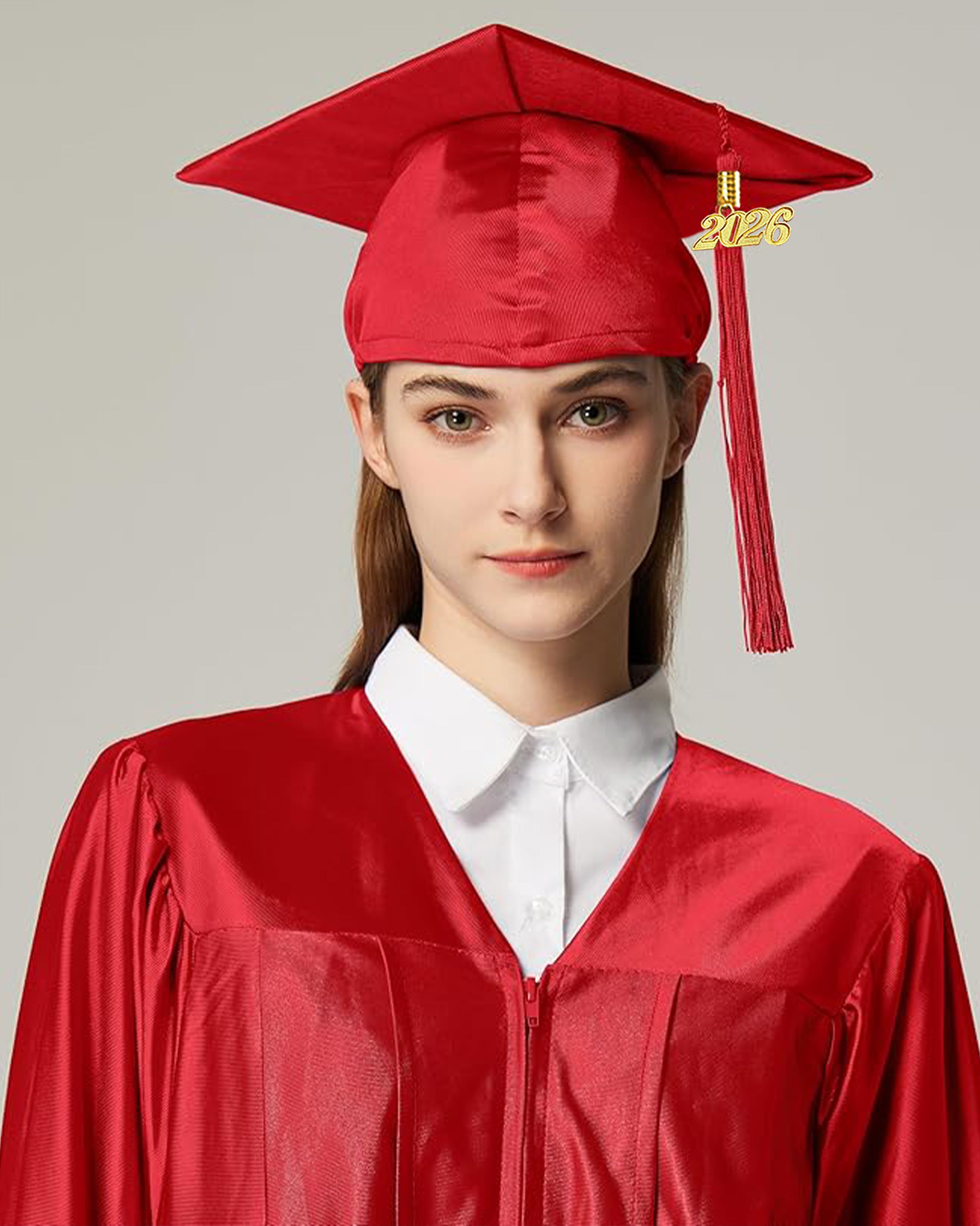 MyGradDay Unisex Adult Shiny Graduation Cap with Tassel 2026 Year Charm