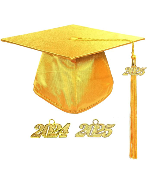 MyGradDay Unisex Adult Shiny Graduation Cap with 2024+2025 Tassel Year Charm